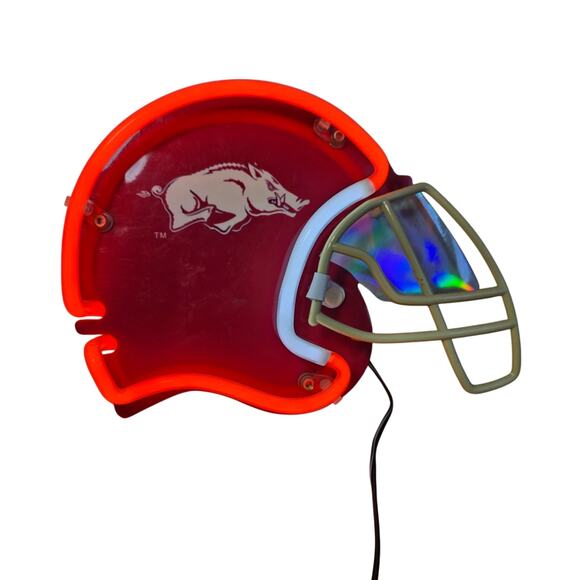 Arkasas Razorbacks Helmet Shaped Neon Sign Plug In Wall Hanging 10x8.5x3 Red - Picture 1 of 5